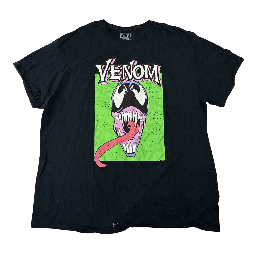 Marvel Venom Graphic Tee Mens 2XL Black Short Sleeve Cotton T-Shirt